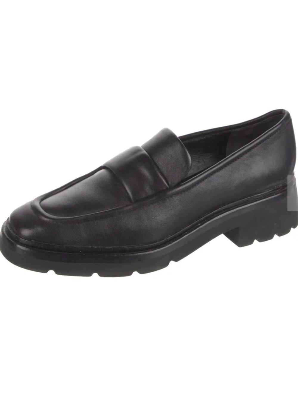 Black Leather Penny Loafers for Women